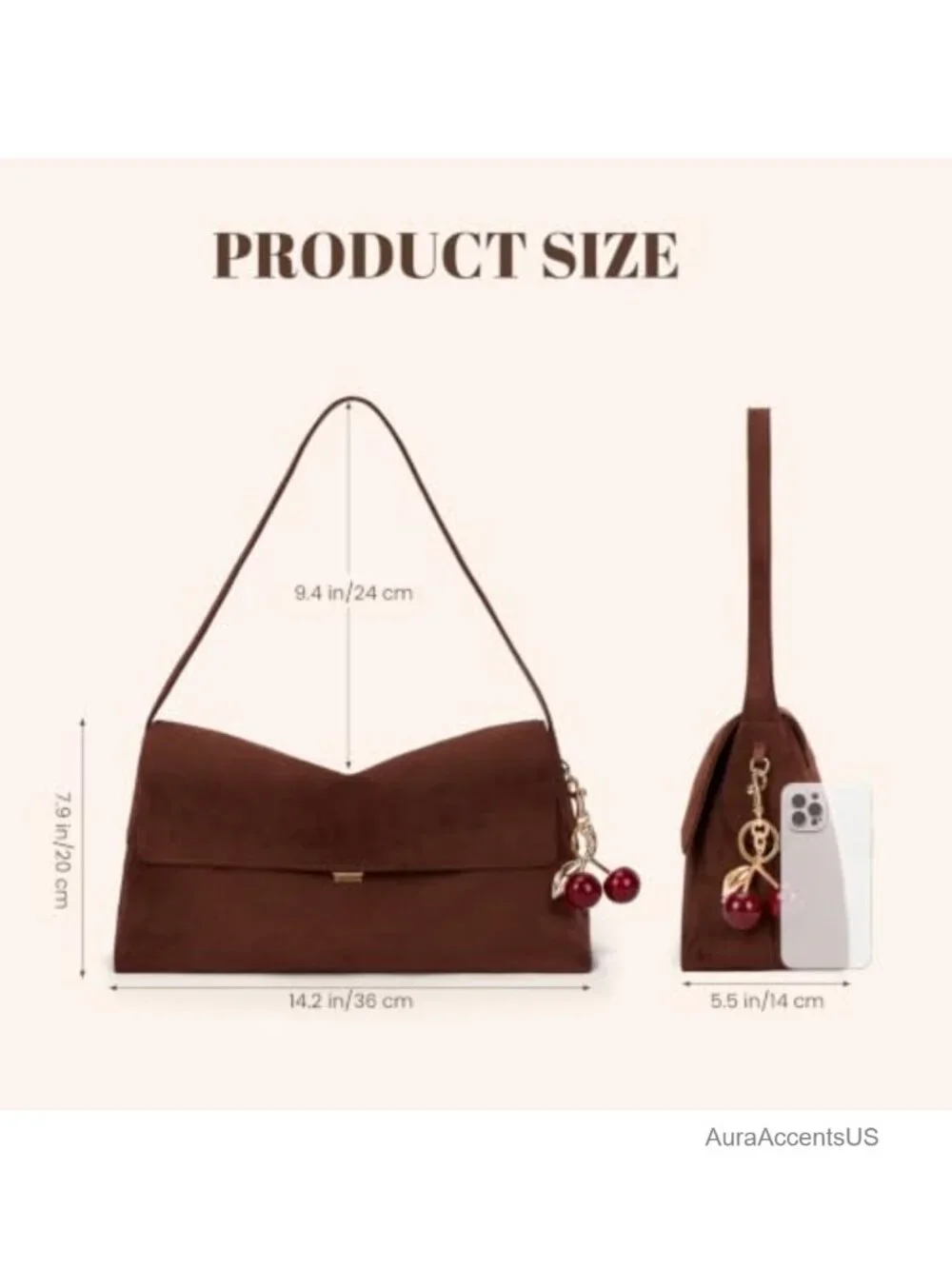 Faux Suede Flap Hobo Shoulder Bag Slouchy Tote
